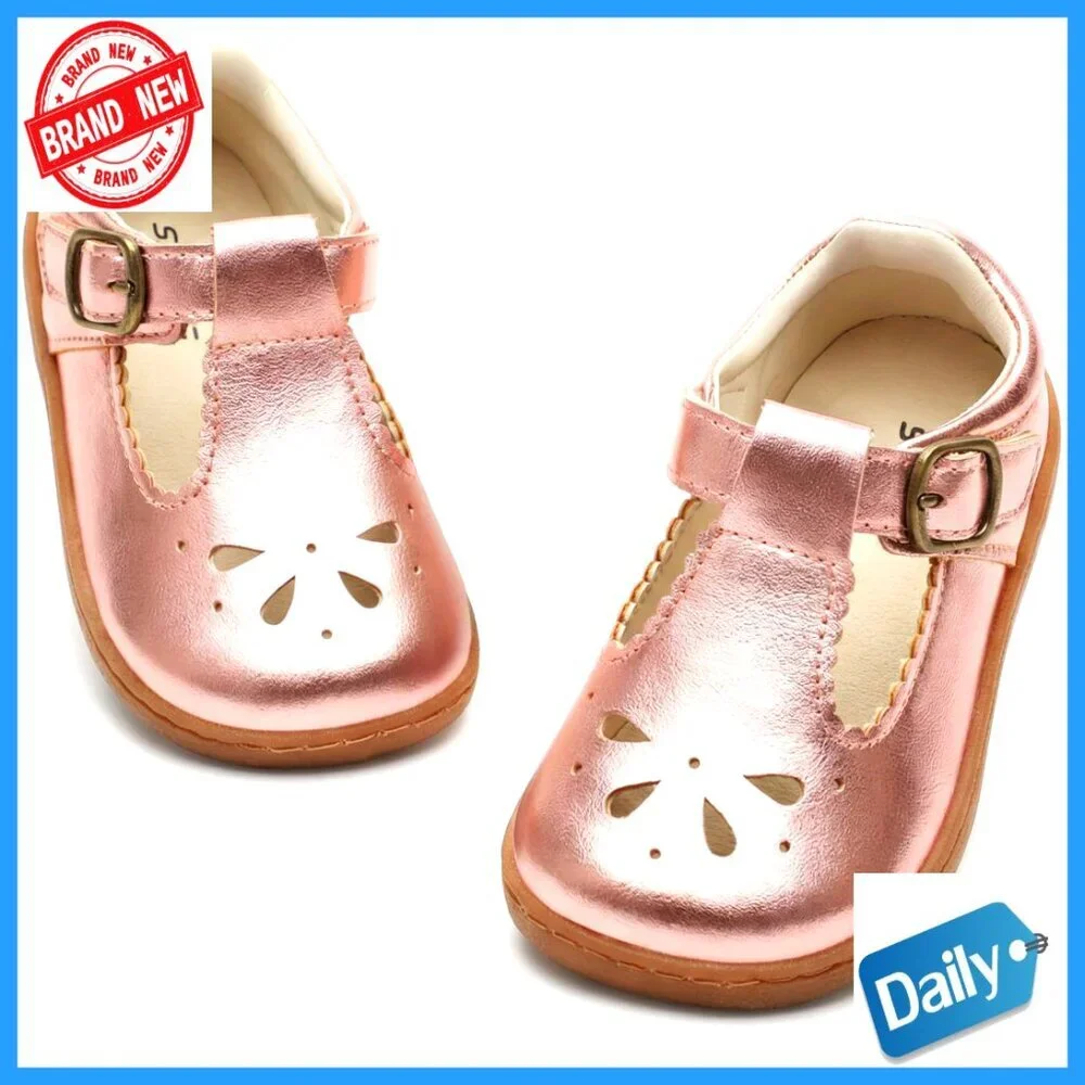 Toddler Girl Mary Jane Ballet Flats Wide Fit Hook Loop Closure